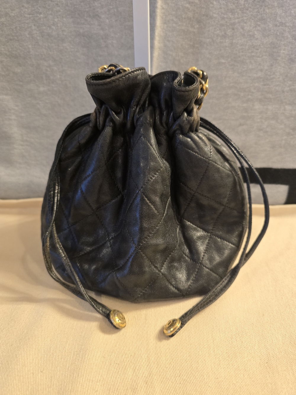CHANEL Black Quilted Drawstring Crossbody Bucket Bag - Picture 10 of 12